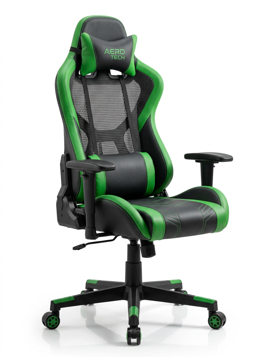 NexoForest Comfort — Silla gamer verde y negra